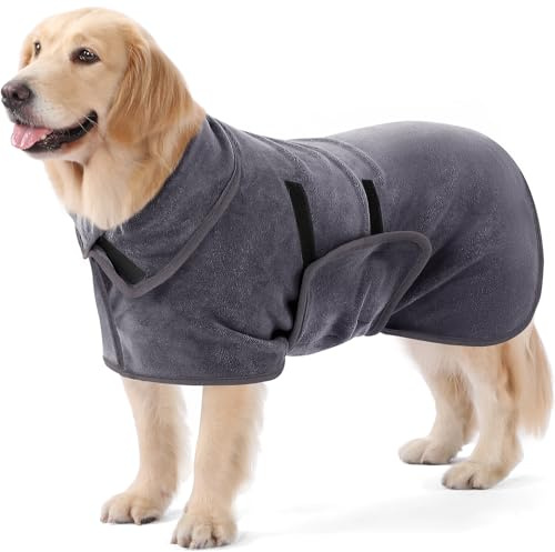 PETTOM Hundebademantel Extra Saugfähig | Extra saugfähig & Schnelltrockend, weiche Mikrofaser mit Klettverschluss, verschiedene Größen für kleine bis große Hunde