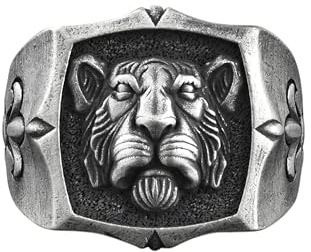 BySilverStone Jewelry Löwe-Männerring Mit Fleur De Lis, Gravierter Siegelring Für Männer Aus Sterlingsilber, Cooler Tier-Herrenring Für Die Familie, Löwe-Ring Für Freund