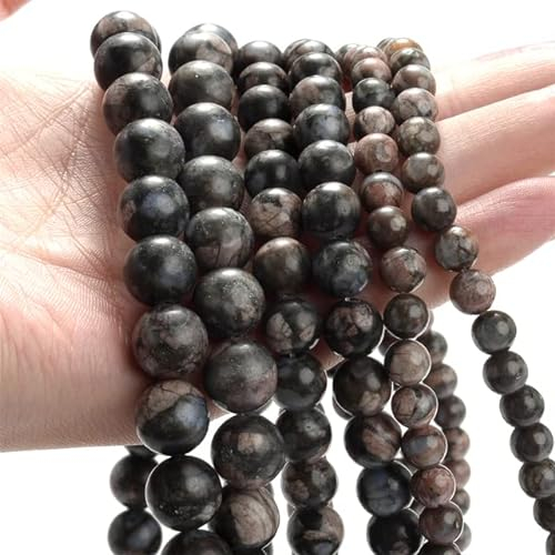 Natursteinperlen Schwarze Serie Achate Tigerauge Lava Dzi Türkise Jaspis Lose Perlen 4 6 8 10 mm für die Schmuckherstellung Armband-Steinperlen 2,12 mm 29 bis 30 Stk