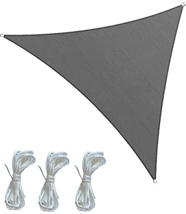 Rebecca Mobili Tenda Vela Triangolare, Tenda Ombreggiante, Grigio Scuro, Polietilene Hdpe, Con Custodia, Corde Incluse, Per Giardino Balcone - Misure: 5x5x5 mt - Art. RE6815