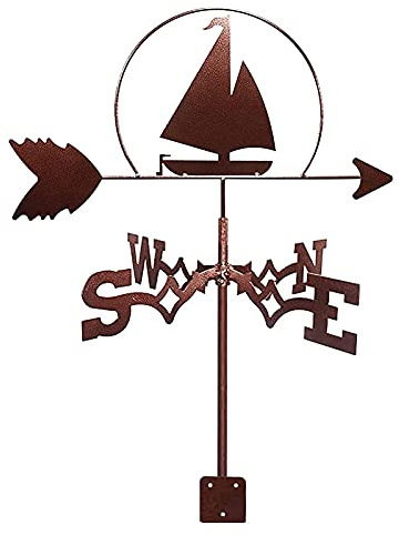 EICOFF Exquisito Adorno de Veleta de Metal para casa de Campo, Veleta, velero, Veleta, Montaje en Techo, Kit de indicador de dirección del Viento para Exteriores, Soporte de Metal, Veleta para cúpu