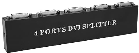 DVI Splitter 1x4, 1920x1440 Auflösung mit Signalverstärker | 4 Port DVI Distribution DVI D DVI I Unterstützung Büro Zuhause Aluminiumgehäuse
