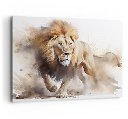 ARTTOR Leinwandbild 100x70cm Wandbild Pastell Tiere - 5803 | Löwe Hell Tier Groß Wanddekoration Wohnzimmer Schlafzimmer Küche Wanddeko Wand Kunstdruck Wandkunst Wall Decor ARTTOR