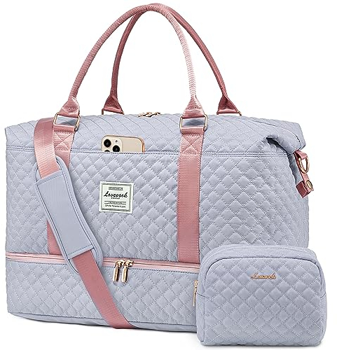 LOVEVOOK Reisetasche Sporttasche Damen Groß Weekender Travel Duffle Bag mit Kosmetiktasche Handgepäck Tasche mit Schuhfach Kliniktasche Geburt Wasserdicht Krankenhaustasche für Flugzeug Reise Gym