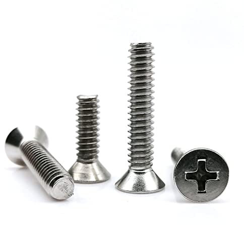 TS-Screw, 50 Stück UNC 2#-56 4#-40 6#-32 8#-32 10#-24 US-Grobgewinde 304 Edelstahl Kreuzschlitzschraube mit flachem Senkkopf(3/8,50pcs UNC 2-56)