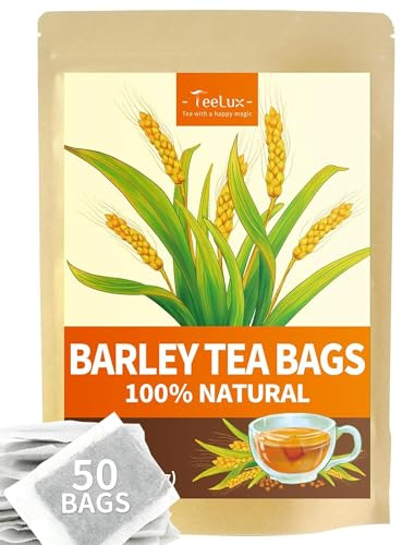 TeeLux - Juego de 50 bolsas de té de cebada, cebada tostada, sin cafeína, té de hierbas Mugicha, alternativa ideal al café en Japón