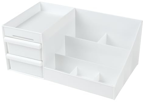 URAQT Make Up Organizer, Kosmetik Organizer mit 2 Schubladen und 6 Fächern, Makeup Organizer Schminke und Skincare Kosmetik Aufbewahrung, Schminktisch Organizer für Schminktisch Bad und Schlafzimmer