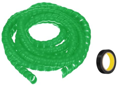QUARKZMAN Spiral-Kabelschlauch 9,8ft 16mm Kabelmanagement-Hülle PP-Isolierung Kabelorganisator für Computerkabel Stromkabel Gasrohr Grün mit Klebeband
