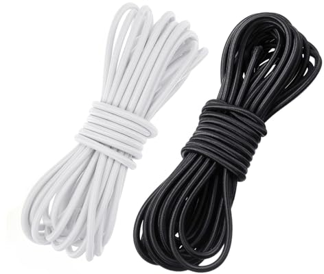 Gummischnur, 3mm x 20m Expanderseil Vielseitige Gummikordel Gummiseil Elastische Planenseil für DIY, Gepäck, Camping (Schwarz, Weiß)