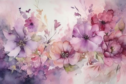 Acryl-Bild 110 x 70 cm: Sanfte Aquarellfarben in Rosa- und Lilatönen mit zarten Pinselstrichen und einem romantischen Gefühl (208497245)