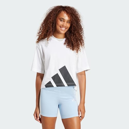 adidas Women's Essentials New Logo Boyfriend Shirt, White/Black, M
