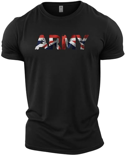 GYMTIER Army UK Flag - Men's Gym T-Shirt - Bodybuilding Workout Top