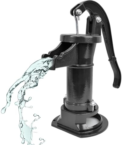 Hand Water Pump, Cast Iron Manual Water Pump Pitcher Pump for Garden Yard Farm Home, Emergency Back-up Max Lift 25 FT - Color Black, 21434#