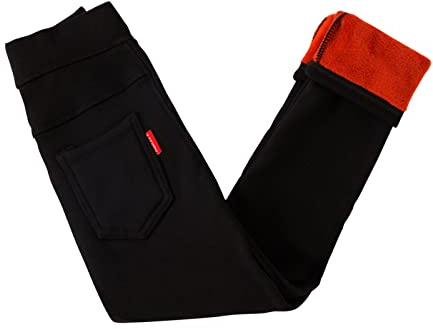 XINYUNZU Mädchen Thermohose Winterhose mit Taschen Thermo Leggings Thermopants Warme Kuschel Hose Kinder Kleidung Girls Pants Mode Hosen 2-9 Jahre Alt Schwarz 8-9 Jahre