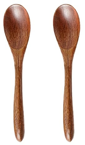 Pack of 2 Handmade Wooden Spoons, Honey Wooden Spoon, Cooking Small Wooden Spoon, Natural Nan Wood Small Soup Spoon, Coffee Spoon, Brown Wooden Spoon for Serving (14.5 cm)