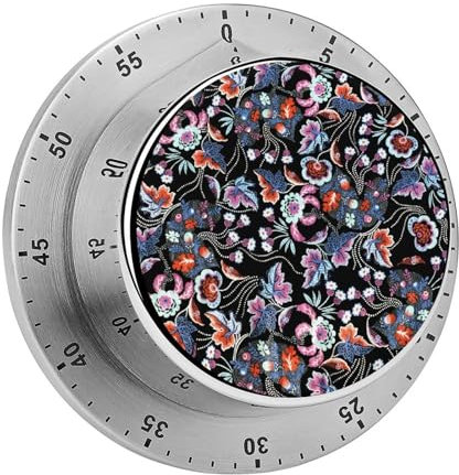 Kitchen Timer Retro Florals Time Clocks Magnetic Time Management Countdown Timer 8cm