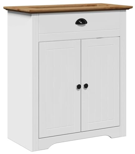 vidaXL Mueble de Lavabo de baño BODO Blanco y marrón 70x35x80 cm, Armario de Lavabo de baño, Mueble de Lavabo de baño, Mueble de baño, Mueble de baño