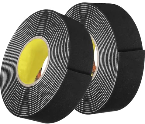 sourcing map 2 rollos de cinta de espuma de una sola cara extraíble de esponja EVA para montaje, tiras adhesivas fuertes (negro, 16 pies x 2 pulgadas x 1/8 pulgadas) para decoración de póster para