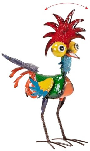 NASSMOSSE Statue de Coq en métal 3D, Hauteur 8,7 Pouces, Art de Jardin coloré en métal pour décoration de Jardin