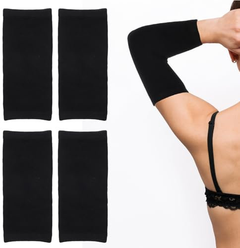 Lot de 2 paires de manchons de tatouage, 19 x 9 cm, anti-cernes, manches de tatouage, coude, avant-bras, housses de protection confortables pour homme et femme (noir)