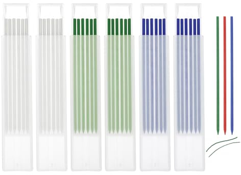 QUARKZMAN 36 Stück Bleistiftminen Tischler Bleistift Ersatzminen 2,8 mm | Solide Tieflochmarker Minen Bleistiftminen Konstruktion Bleistift Ersatz für Zimmermannsbleistift（Drei Farben1）