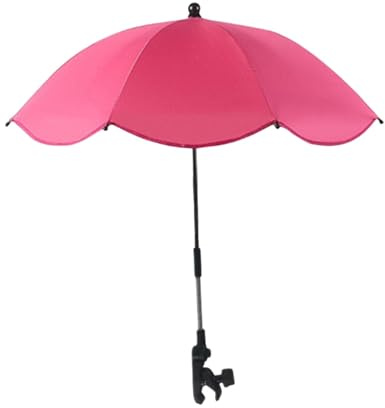 LOVIVER Sombrilla con clip para cochecito, sombrilla moderna con ángulo de dirección ajustable, para silla de playa, para patio, Rojo