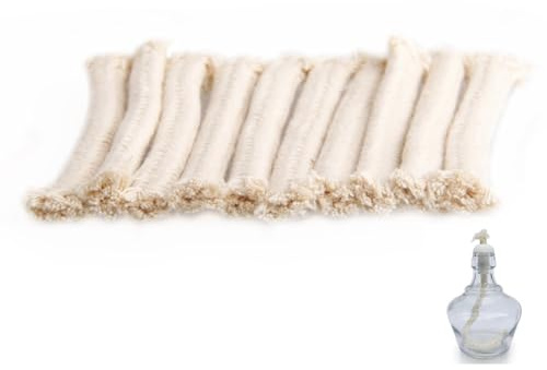 Nikou Oil Lamp Wicks, 10 Pcs Thick Cotton Wicks Round Candle Wick Replacement Torch Wick for Candle Oil Lamp Garden Torch Burner Alcohol Lamps, 10x1cm White