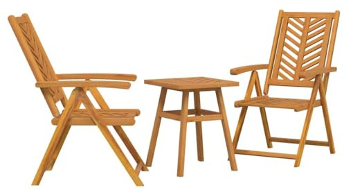 Makastle Ensemble Bistro de Jardin 3 pcs Marron Bois d'acacia Massif