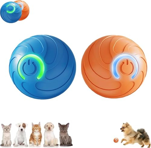 HOIDOKLY 2026 Pelota Saltarina Inteligente para Perros, Pelota Rebotadora Duraspin, Juguete de Salto Automático Rodante e Interactivo para Perros Pequeños, Bolas para Mascotas (Azul+Naranja)