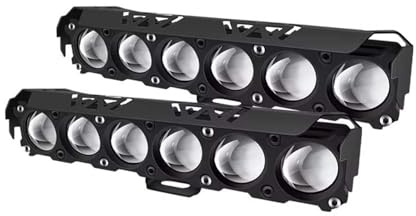 Faro Motocicleta Faros Delanteros LED 6 Lentes para Coche Camión SUV UTV 12 V 24 Luz Conducción Antiniebla Doble Color Luces Altas Bajas Proyector Moto(2Piece)