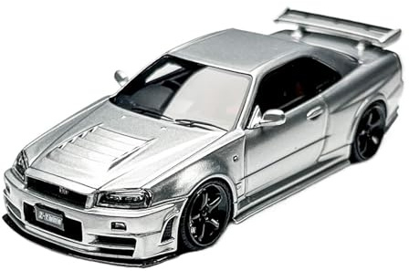 1:64 para GT-R R34 Skyline Resin Car colección para Modelos Adornos para el hogar Recuerdos Decorativos(Plata)