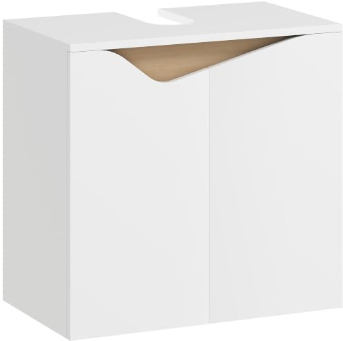 HOMCOM Waschbeckenunterschrank mit Soft-Close-Türen 60 x 35 x 57,9 cm Weiß | Badezimmer Unterschrank, Waschtischunterschrank, Badezimmerschrank