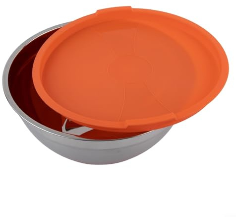 Insalatiera in acciaio inox con coperchio inferiore in silicone che offre una maggiore stabilità per mescolare, servire e conservare gli alimenti (26 cm)