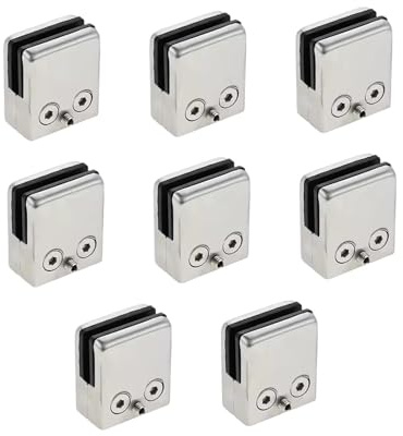 FQRDKT 8 Pièces Pince à Verre Support Balustrade Garde-corps Étrier de Porte En Verre Plat Installation Simple Acier Inoxydable Utilisé pour Escalier Maison, Plat