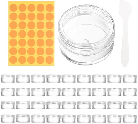120 Pcs 5ML Petit Pots Vide Cosmétiques, Petits Contenants avec Couvercles en Plastique, Pots d'échantillons de Voyage, Pots à Crèmes, Mini Récipients Vide Cosmétiques + Grattoir et étiquettes