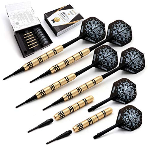 CUESOUL Jazz-Metal Set di dardi in Ottone Lucido a Punta Morbida 19g con voli integrati AK5