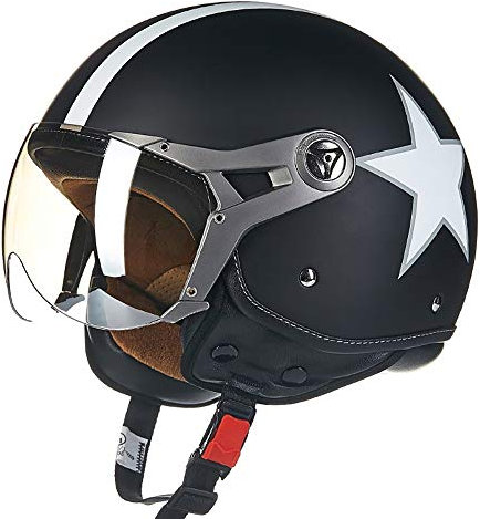 MTTKTTBD Retro Harley Jethelm Motorradhelm,ECE Zertifiziert,3/4 Motocrosshelme mit Doppelvisier für Damen Herren,Professionel Motorradhelm für Street Bike Cruiser Chopper Moped Scooter
