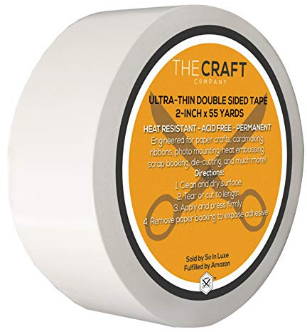 The Craft Co. Premium 2 Ultra-Thin Crafting Tissue Tape, Double-Side, Permanent, Paper Crafts, Die-Cutting, Scrap Booking, Heat Embossing, General Use [2-Inch x 55 Yards]