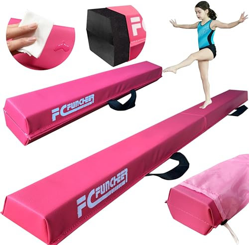 6FT/9FT Folding Balance Beam for Kids ages 3-39- Foldable Gymnastics Floor Beam,Anti-Slip,Carrying Bag, Faux Suede Covered,EVA foam,Gymnastics Equipment for Kids Training At Home,School,Gym Center