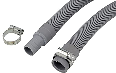 tecuro Rallonge de tuyau de vidange de 1,5 m pour machine à laver et lave-vaisselle avec 2 colliers de serrage en plastique très flexible