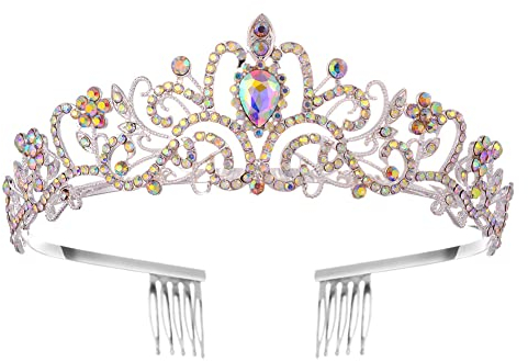 Kristall krone Tiara, Elegante Diademe für Mädchen Damen Königin Krone Hochzeit Kristall Krone Tiara Hochzeit Brautkrone mit Strass Diadem Vintage Barockkrone Hochzeit Klassische Diademe Haarschmuck