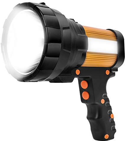 Lampe Torche Led Ultra Puissante Rechargeable USB Longue Portée Lampe de Poche IPX4 4050 Lumens 10000mAH Super Brillante Haute Portable 6 Modes Camping Lampe pour Ménage Urgence Randonnée Chasse