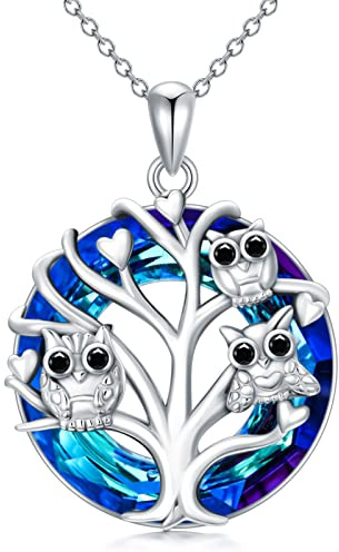Eule Geschenke für Frauen Eule Lebensbaum Halskette für Frauen 925 Sterling Silber Kristall Baum des Lebens Eule Schmuck Geschenk für Frauen Mutter