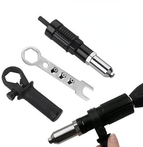 YWHWLX Riveter Insert Tool, Electric Rivet Gun Adapter Head Connector Hand Tools Set for Cordless Drill Electrical Nut Riveting