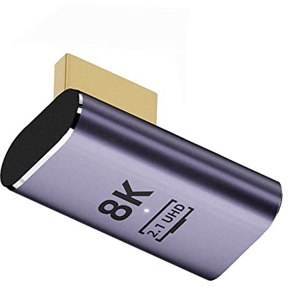 cablecc Adaptador de extensión HDMI macho a HDMI 2.1 hembra, perfil bajo, vertical, 90 grados, ángulo recto, compatible con HDTV 8K 60Hz