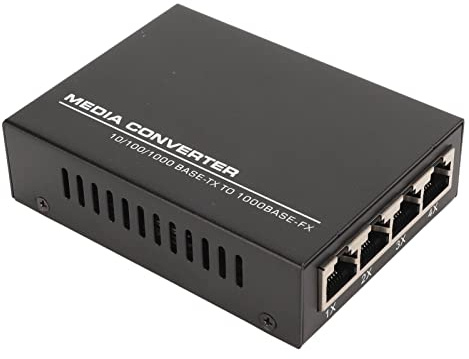 GOWENIC Convertisseur de Média Fibre, Gigabit 1 Port Optique 4 Ports électriques Port RJ45 Module émetteur-récepteur Fibre SFP, 10/100/1000Base TX vers 1000Base FX, jusqu'à 25 Km