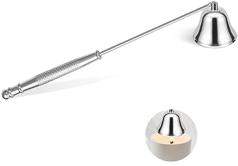 Navpeak Candle Extinguisher with Long Handle, Metal Wick Snuffer Candle Snuffer Accessory with Long Handle for Scented Candle, Aromatherapy Candles for Putting Out Candles Flame (Silver)