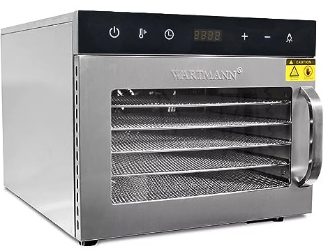 Wartmann WM-2206 DH Déshydrateur automatique en acier inoxydable – Déshydrateur compact avec 6 grilles de déshydratation en acier inoxydable sans BPA, Argenté