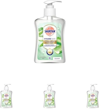 Sagrotan Handseife Aloe Vera – Hygienische Flüssigseife – 1 x 250 ml Seifenspender (Packung mit 4)