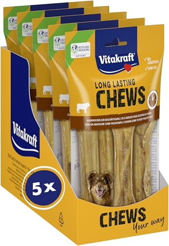 Vitakraft Long Lasting Chews, osso da masticare per cane, osso da masticare con pelle di manzo, per un'occupazione intensa (5x 360g)